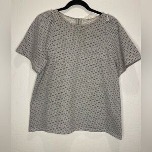 3/$15 THML Anthropologie Grey and Beige Women's S Blouse Tweed Ruffle